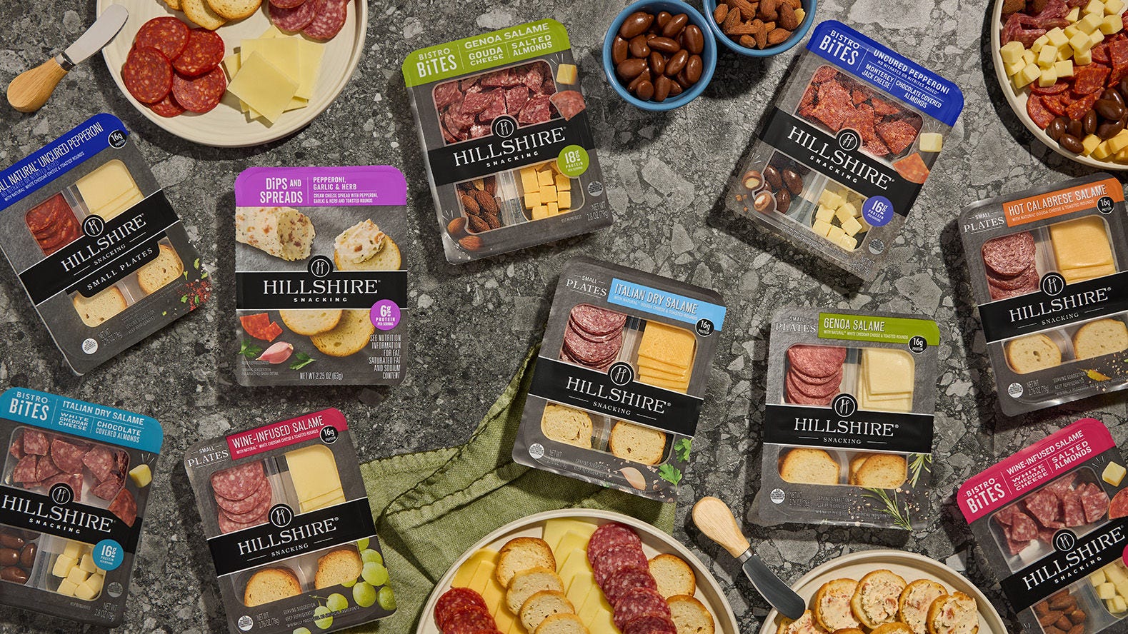 Assortment of Hillshire snacking products